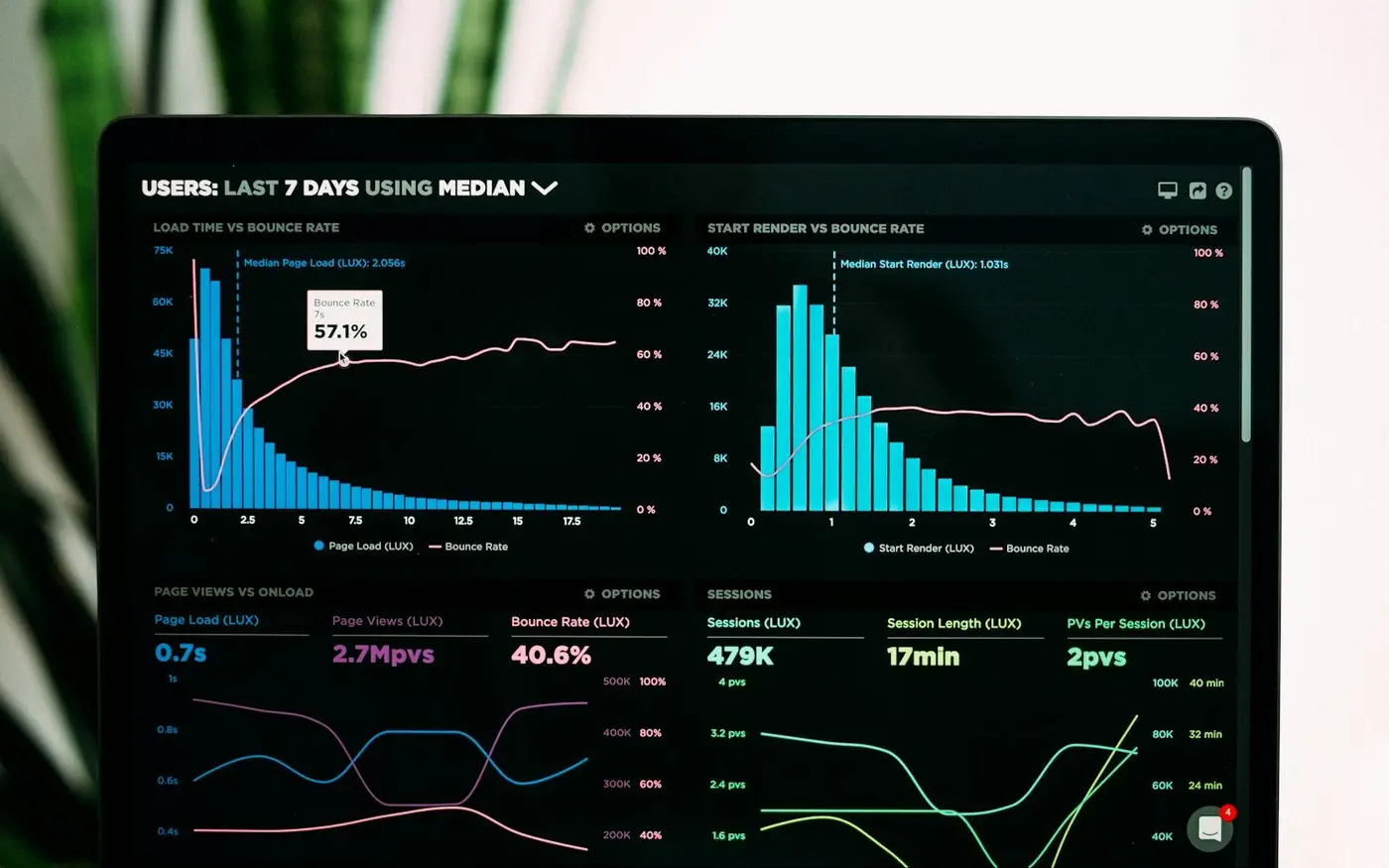 Custom web application dashboard with charts and data