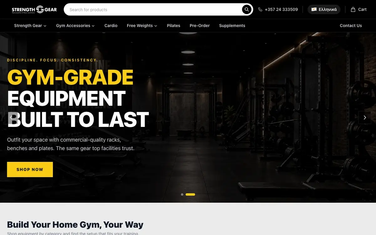 OnOff Strength Gear online store homepage